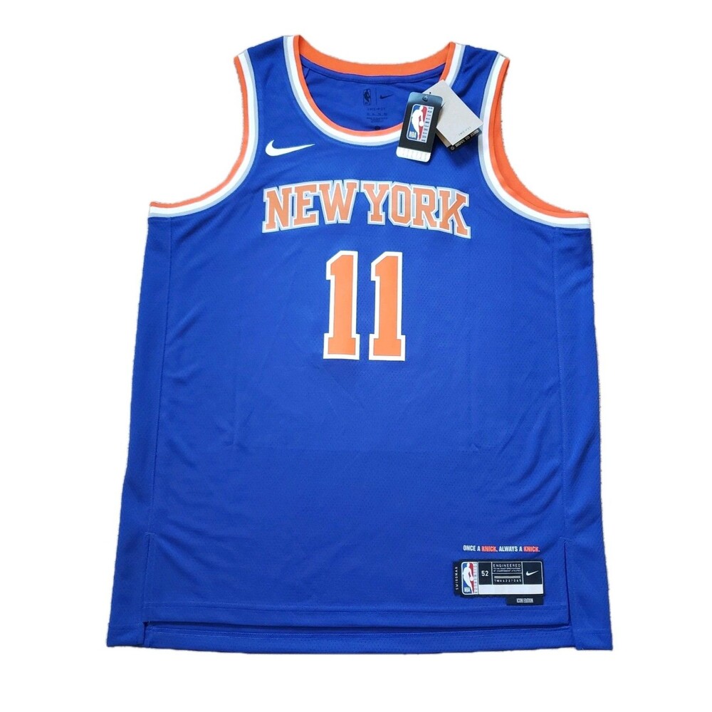 NWT New York Knicks Jalen Brunson NBA Finals Sz XL 52 Blue Swingman Icon Jersey